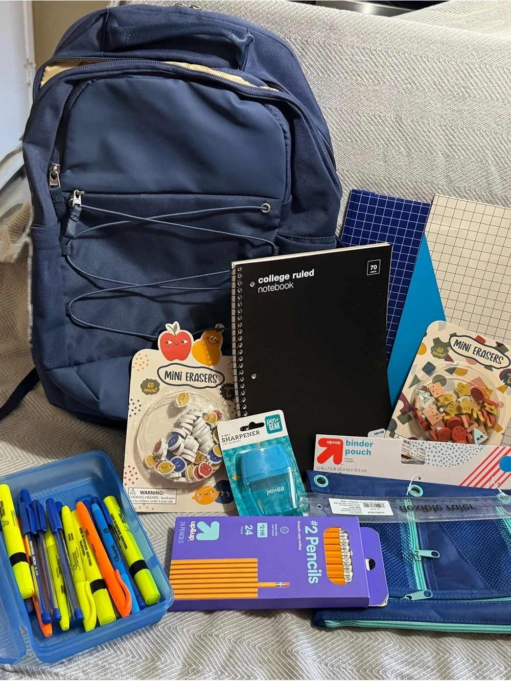 All In Motion backpack with school supplies - ready for back to school.